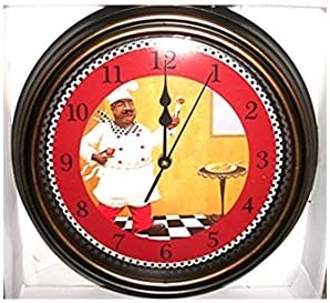 12 INch Fat Chef Bistro Wall Battery Operated Clock