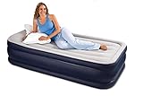 Intex Deluxe Pillow Rest Raised Airbed with Soft Flocked Top for Comfort, Built-in Pillow and Electric Pump, Twin, Bed Height 16.75