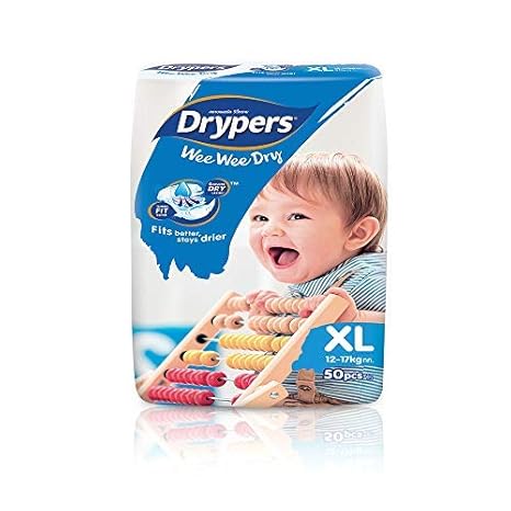 Drypers Wee Wee Dry Extra Large Sized Diapers (50 Counts)(Taped Diaper)