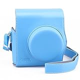 [Fujifilm Instax Mini 8 Case] - CAIUL 2nd Generation [Update Version] Comprehensive Protection Instax Mini 8 Case With Soft PU Leather [ Film Count Show and Easy to Reload Film Design ] (Blue)