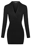 ACEVOG Women's V Neck Long Sleeve Classic Slim Fit Bodycon Midi Dress