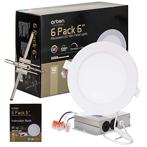 Orben LED Recessed Lighting, 6 Pack 6 Inch Slim Ceiling Lights