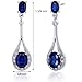 Peora Created Blue Sapphire Dangle Earrings 925 Sterling Silver, Halo Drop Oval Shape, 5 Carats total, Friction Backs, Blue Earrings, September Birthstone Gift