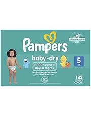Diapers Size 5 - Pampers Baby Dry Disposable Baby Diapers, 132 Count, Super Economy Pack