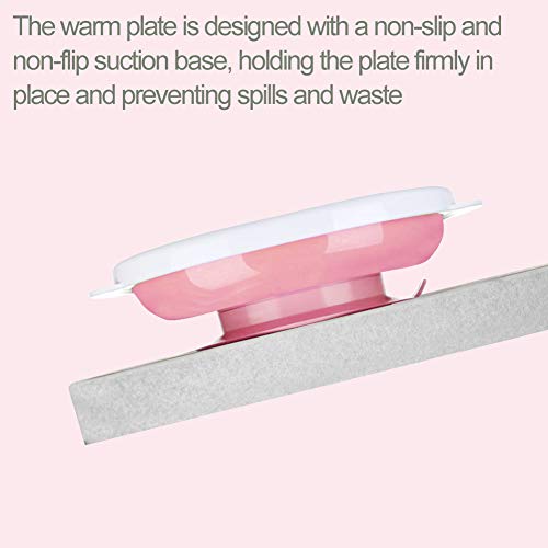 Matyz Stay Put Suction Warm Plate for Baby - Divided Plate for Kids - Divided Toddler Plate with Bonus Spoon - Microwave & Dishwasher Safe - BPA Free (Pink) - Thumbnail 5