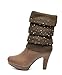 DREAM PAIRS ROSEE Women's Fashionable Knitted Sock With Rhinestone Side Zipper High Heel Platform Winter Fur Boots
