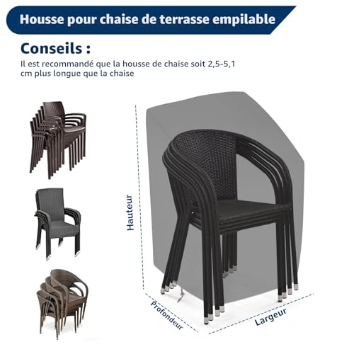 Stackable Garden Chair Covers Outdoor Garden Chair Cover 210D Waterproof Anti-UV Cold Resistant | Black