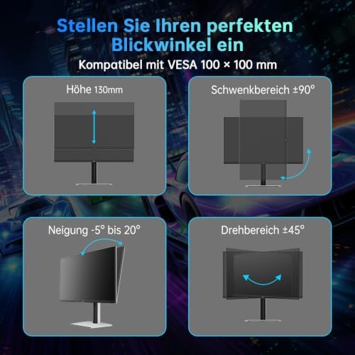 H27E6S 27 Inch Gaming-Monitor QHD 2560 x 1440, 240Hz (OC 275Hz), Fast IPS, 1ms, HDR400, FreeSync & G-Sync Compatible, Eye Care, VESA 100x100, Höhenverstellbarer Standfuß, HDMI 2.0, DisplayPort 1.4