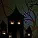 Northlight LED Lighted Spooky House and Eyes Halloween Canvas Wall Art, 19.75