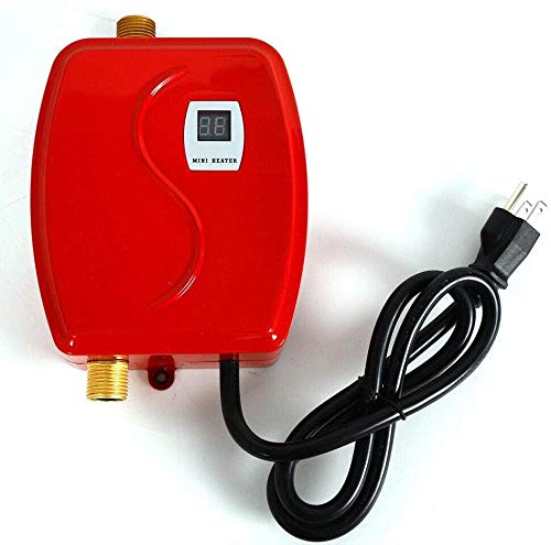 Water Heater, Electric Tankless Instant Mini Kitchen Hot Water Heating Machine 110V (Red)