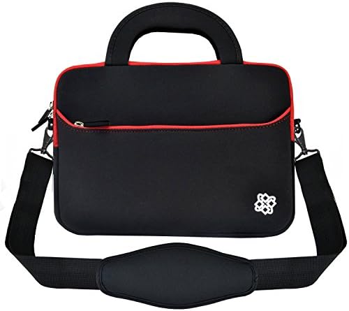 KOZMICC 15 15.6 Inch Neoprene Messenger Sleeve Handle Shoulder Bag Case Cover (Black/Red) for 15-inch Apple Macbook Pro, Apple MacBook Pro w/ Retina Display &amp; other 15"-15.6" Inch Laptops/Ultrabooks