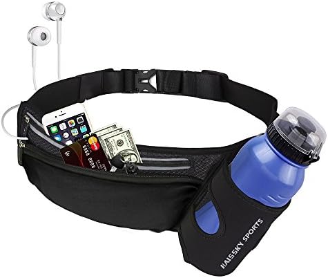 Yigou Ltd Running Belt Waist Pack with Water Bottle Holder, Newest Water Resistant Bum Bag with Earphone Hole for Cycling,Climbing,Camping,Hiking,Outdoor Sports, Fit for Smartphone Up to 6.5 inch