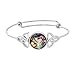 MANZHEN Expandable Adjustable Transparent Abalone Shell Triple Celtic Knot Bangle Bracelets for Women (silver)