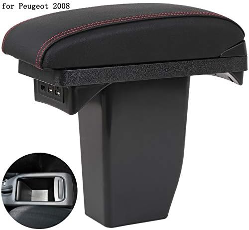 JEYODA For Peugeot 2008 Peugeot 301 Citroen C3-XR C-Elysee Armrest Box Car Central Dual-Layered Storage Box Cup Holder with 3 USB (Peugeot 2008)