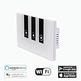 Smart Wifi Wall Light Switch Touch Wall Switch Panel Wireless Switch Replace 3 Switches in 1 Gang Wall Box,Compatible with Alexa and Google Assistant