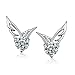 MANDI HOME Shining Angel Wings Shape Crystal Silver Earring Pierced Ear Studs