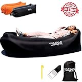 ChillPill Inflatable Lounger Hammock-Comfortable Blow Up Air Lounger for Outdoor Use-Portable Lounge Chair with Side Pocket,Stakes,Bottle Opener and Carry Bag-Lightweight Oxford Nylon Air Couch