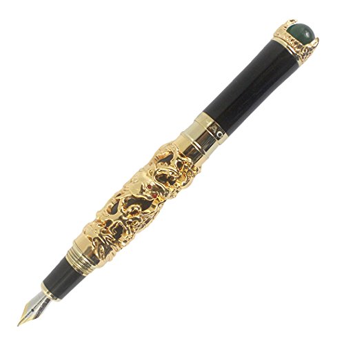 XIAOYU Jinhao Dragon King Play Pearl M 18KGP Nib Foutain Pen - Gold