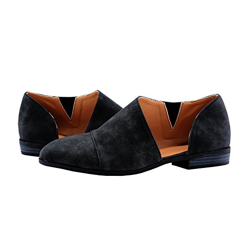 Nulibenna Womens Casual Slip-On Loafer Pointed Toe Cut Out Slip on Ankle Boot