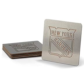 YouTheFan NHL New York Rangers Boasters, 4-Piece Coaster Set Stainless Steel, 4" x 4"