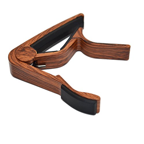 Junson Metal Guitar Capo for Acoustic, Vintage Wood Color Capo Quick Change Tune Trigger for Guitars and Ukulele
