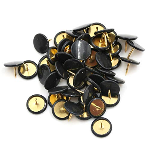 Push Pins Drawing Pins Push Pins Map Tacks Drawing Pins, with Plastic Heads and Steel Points for Cork Board Decorative Notice Board Office Map 100 Pieces (Black, 10x10mm)