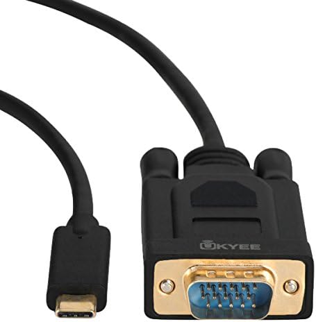 USBC to VGA Cable(Thunderbolt 3 to VGA Compatible) 6FT,UKYEE USB Type C to VGA Cable for Galaxy S8/S8 plus Note 8, Apple Mac,Macbook Pro 2017,Dell,HP,Asus - Black