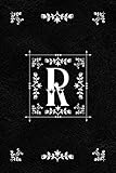 Scandinavian Design Floral Monogram Daily Journal Notebook - Letter R: Decorative Letter on Black Le by Spring Hill Stationery
