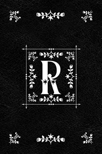 Scandinavian Design Floral Monogram Daily Journal Notebook - Letter R: Decorative Letter on Black Le by Spring Hill Stationery