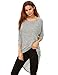 Verdusa Women's Long Sleeve Knit Bow Back High Low T-Shirt Top Grey L