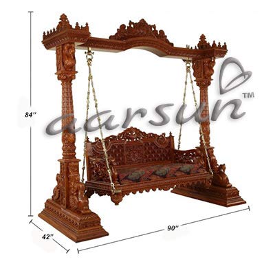 Aarsun Woods Teak Wooden Handcrafted Swings (Walnut)