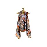 Accents by Lavello Sheer Designer Vest, Cobalt/Orange Persian Print