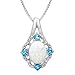 1 ct Created Opal and 1/6 ct Swiss Blue Topaz Pendant with Diamonds in Sterling Silver