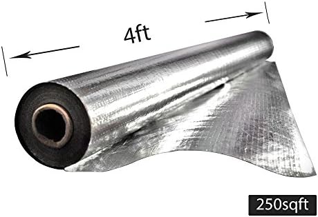 Earth Tack 250 sqft Radiant Barrier Insulation for Roof, Attic, Garage Goors, Windows, 4 ft. x 62.5 ft. Aluminum Foil Roll