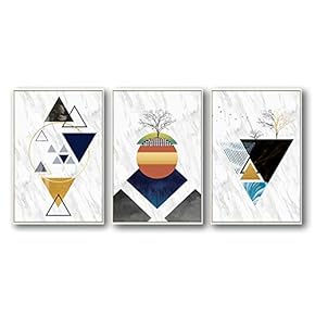 3 Piece Framed Canvas Home Artwork Decoration Abstract Mountain Canvas Wall Art for Living Room, Bedroom - 16"x24"x3 Panels
