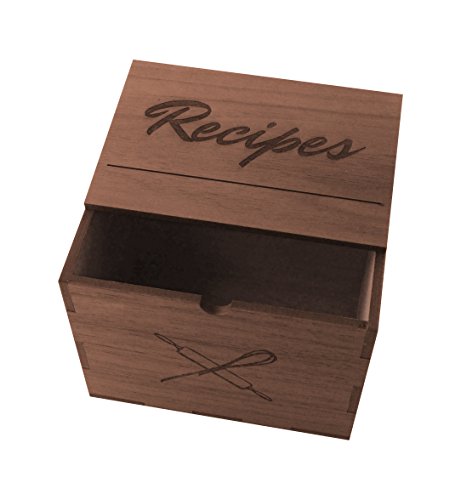 Home Advantage Wood Recipe Card Box (Walnut Veneer) Made in the USA