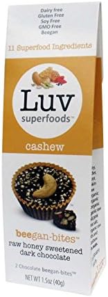 Box of 2 Cashew Luv Superfoods Beegan-Bites - Raw Honey Sweetened Dark Chocolate (20g each)