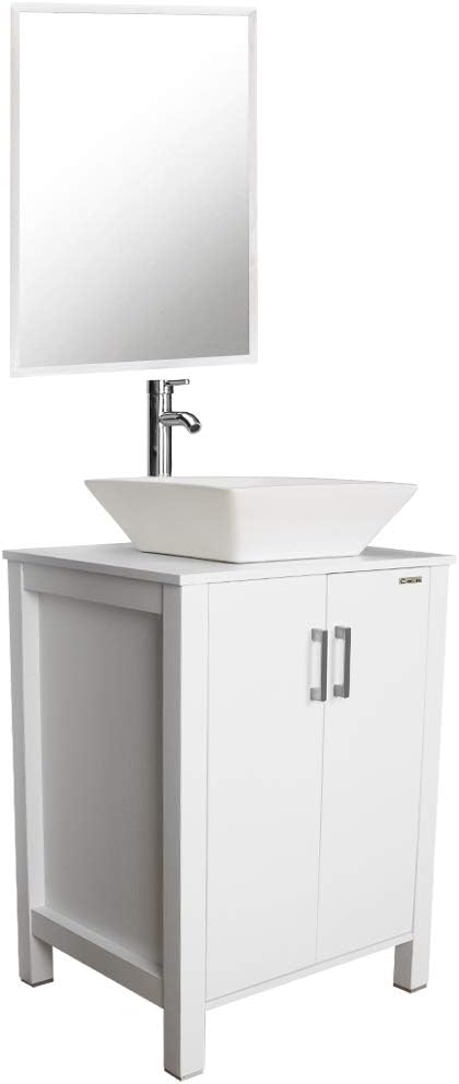 Mdf Board Cabinet With Mirror Ceramic Vessel Sink And Cabinet Vanity Set Bathroom Vanity Top With Porcelain Vessel Sink With Chrome Faucet U Eway 24 Bathroom Vanity And Sink Combo Type B Tools