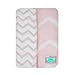 Pack N Play Portable Crib Sheet Set by LANCON Kids - 2 Pack of Ultra Soft, Premium 100% Jersey Knit Cotton Fitted Sheets (Pink/White Chevron)