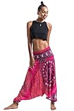 Harem Pants Unisex Tribal Chakra Jumpsuit Harem Pants for Men & Women in Pink,Pink,One Size