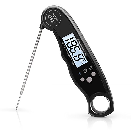 Digital Meat Thermometer, Waterproof Fast Instant Read Thermometer with Calibration and Backlight functions, Cooking Thermometer for Food, Candy, Milk, Tea, BBQ Grill Smoker (Upgraded)