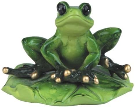 Amazon Stealstreet Ss G ユリパッドに座る緑のカエル 黒い目の置物 3 25インチ 置物 オブジェ オンライン通販