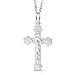 YFN Men Jesus Christ Cross Pendant Necklace Sterling Silver Crucifix Cross Catholic Necklace Box Chain 22 Inch (Men Jesus Christ Cross Necklace 22 Inch) (Jesus Christ Necklace)