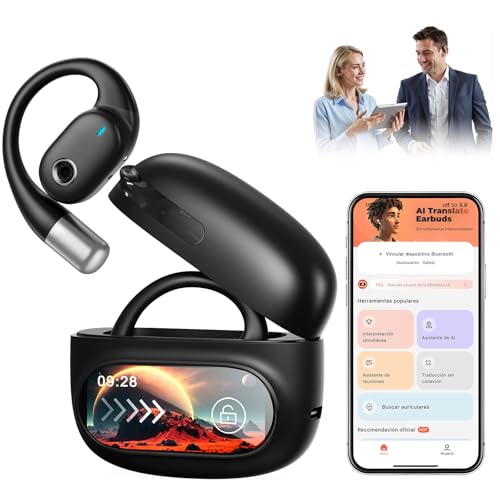 Audífonos Traductores con IA en Tiempo Real, Traductor Multilingüe de 164 Idiomas con LCD, Audífonos Bluetooth 5.4, Dispositivo de Traducción de 70H para Viajes de Negocios y Estudio,Comercio Exterior