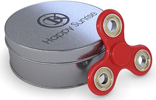 Happy Sunrise RED Tri Hand Spinner Fidget Toy Game from DolKra Removable Bearing Rounded Edges Ultra Durable High Speed High Tech 120 Seg Aprox Smooth ABS Material Relieve Stress Keep Focus