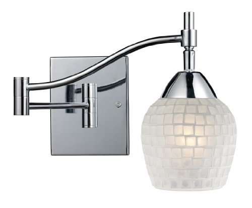 Elk 10151/1PC-WHT Celina 1-Light Swing arm Sconce in Polished Chrome with White Glass