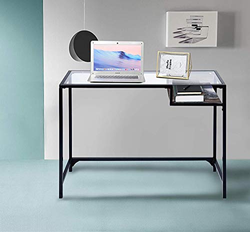 Aingoo Glass Computer Desk Study Writing Table Metal Frame For Student