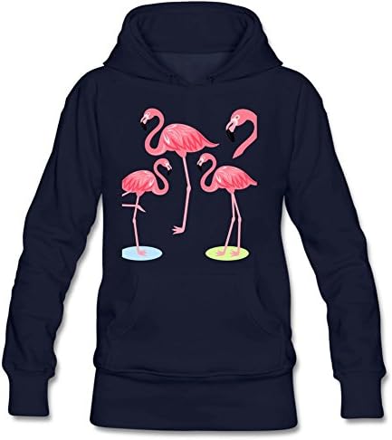 Women's Flamingo Print Sweatshirt Pullover Hoodie Long Sleeve Sweatshirt Pullover Hoodie S Navy