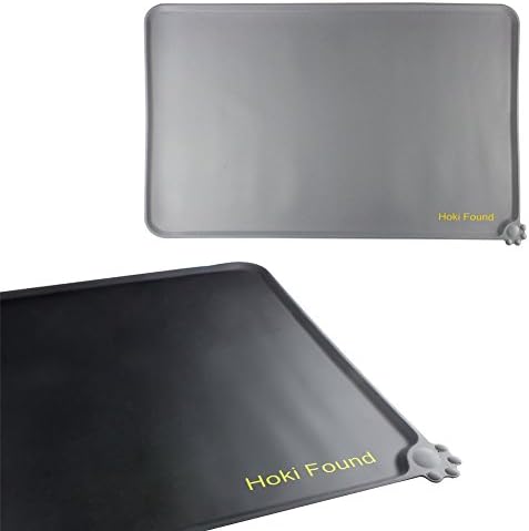 Hoki Found Silicone Dog Food Mat - FDA Grade Dog Feeding Mat - Dog Bowl Mat - Cat Food Mat - Pet Mat, 18.5" x 11.8", Set of 2