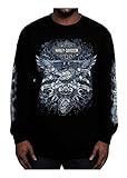 Harley-Davidson Men's Gauntlet Eagle Long Sleeve Crew Neck Shirt, Black